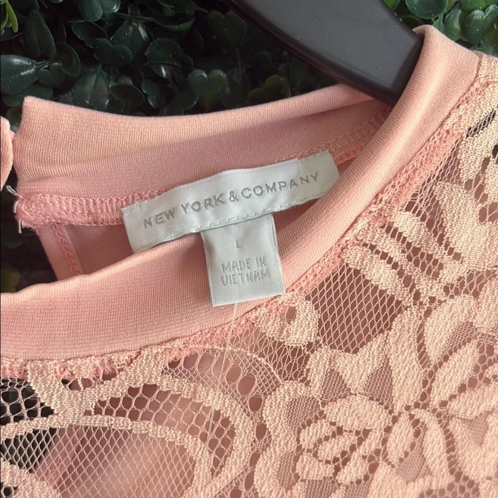 New York &Company Chic Pink Lace Blouse - Picture 6 of 7